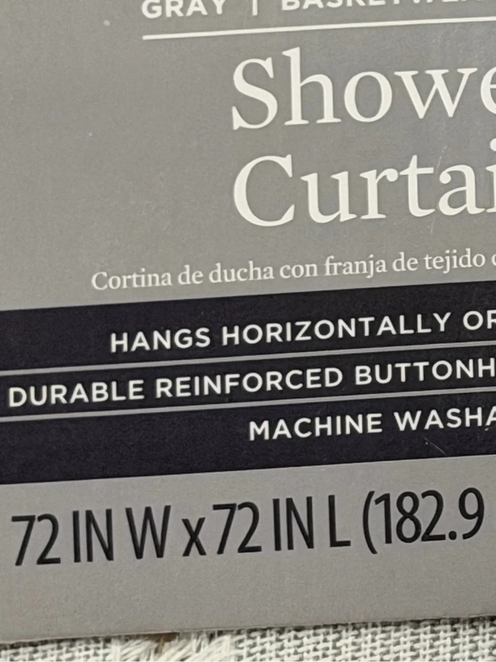VCNY Hone Gray Basketweave Stripe Premium Shower Curtain 72x72
